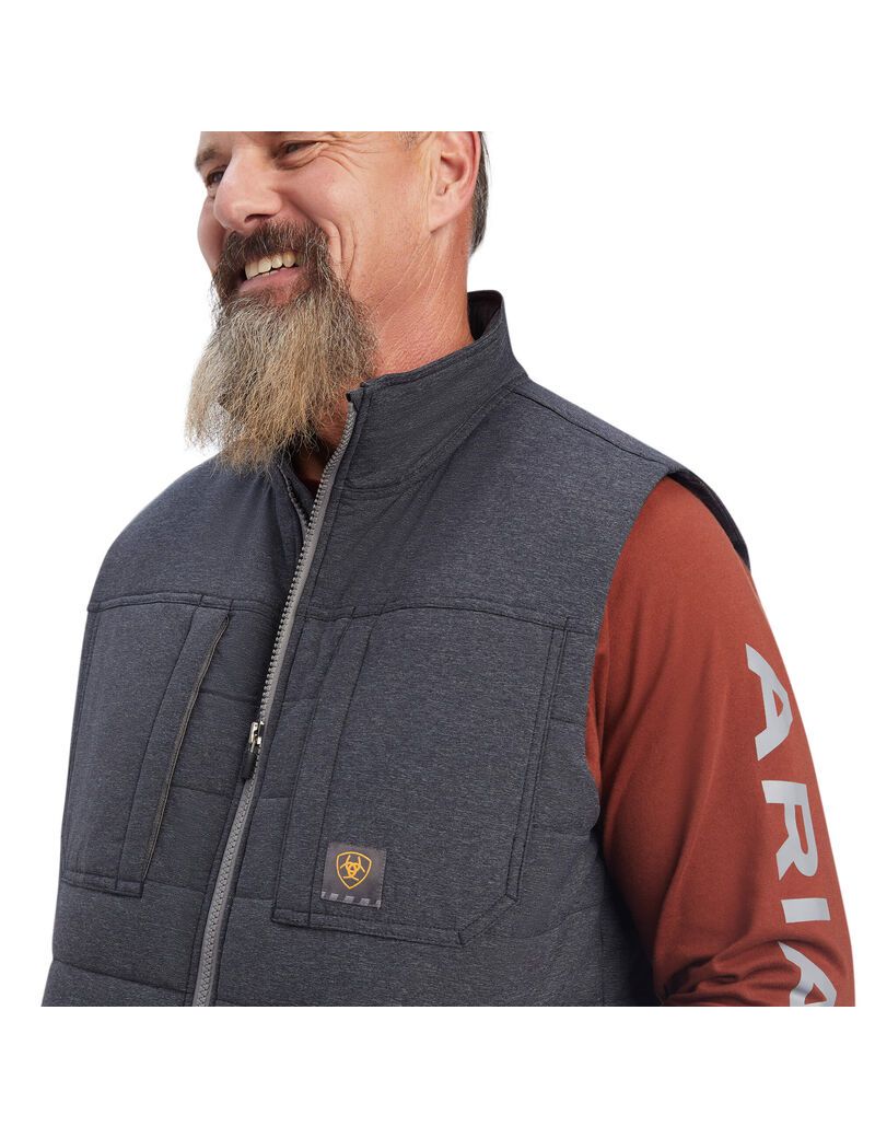 Ropa De Trabajo Ariat Rebar Valiant Stretch Lona Agua Resistant Insulated Vest Grises | XKP983150