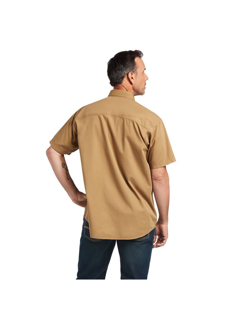 Ropa De Trabajo Ariat Rebar Washed Twill Trabajo Shirts Kaki | FMT187945