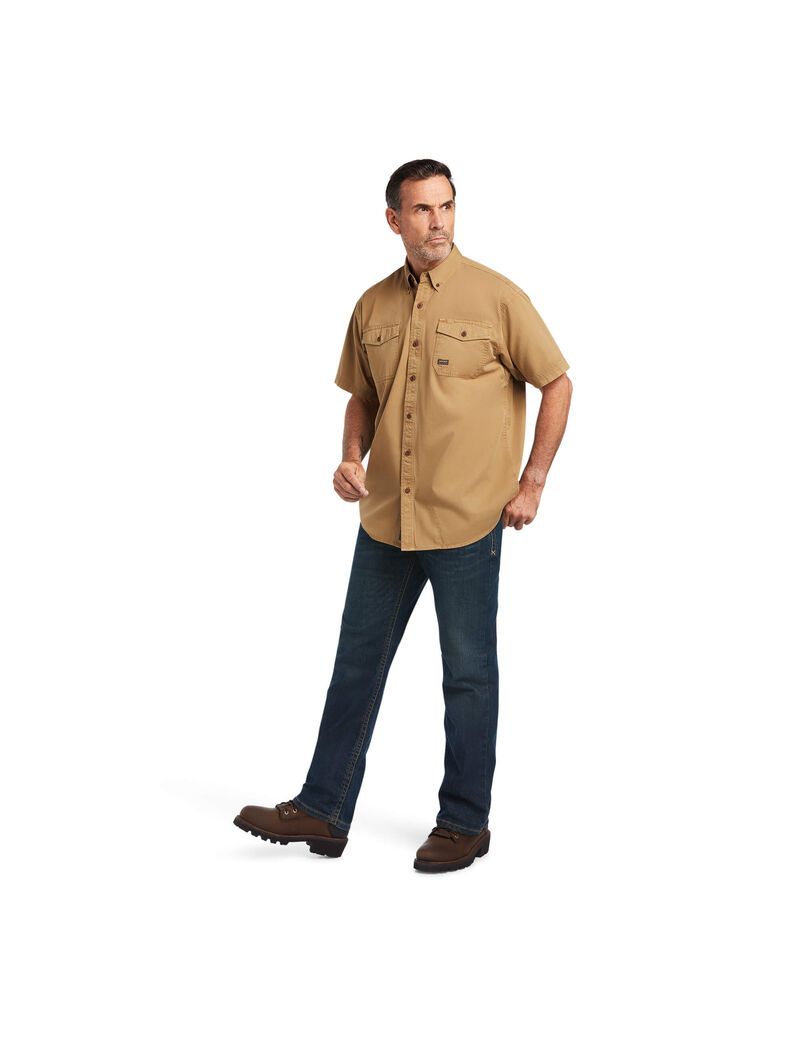 Ropa De Trabajo Ariat Rebar Washed Twill Trabajo Shirts Kaki | FMT187945