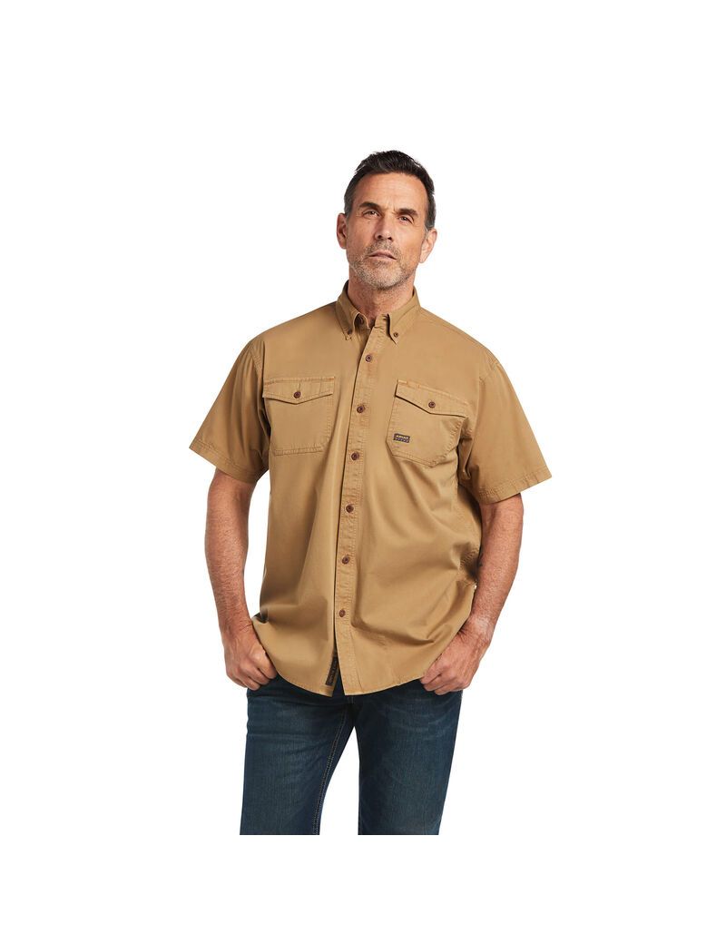 Ropa De Trabajo Ariat Rebar Washed Twill Trabajo Shirts Kaki | FMT187945