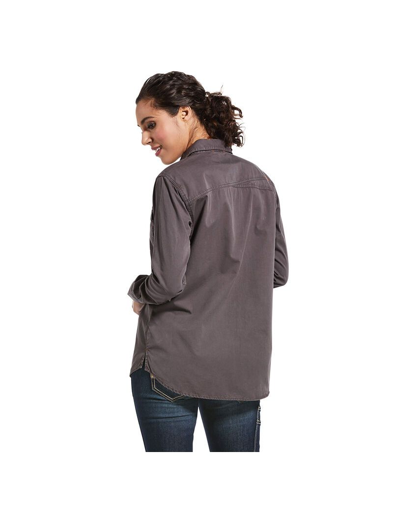 Ropa De Trabajo Ariat Rebar Washed Twill Trabajo Shirts Grises | HES680931