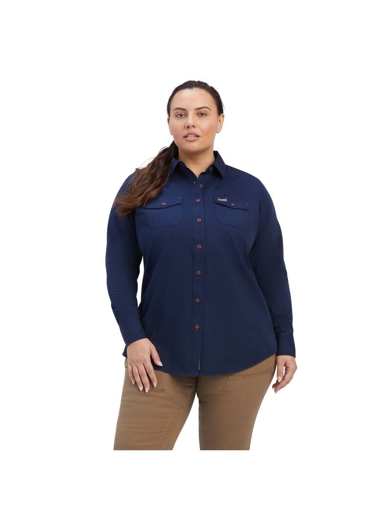 Ropa De Trabajo Ariat Rebar Washed Twill Trabajo Shirts Azul Marino | LDT941503