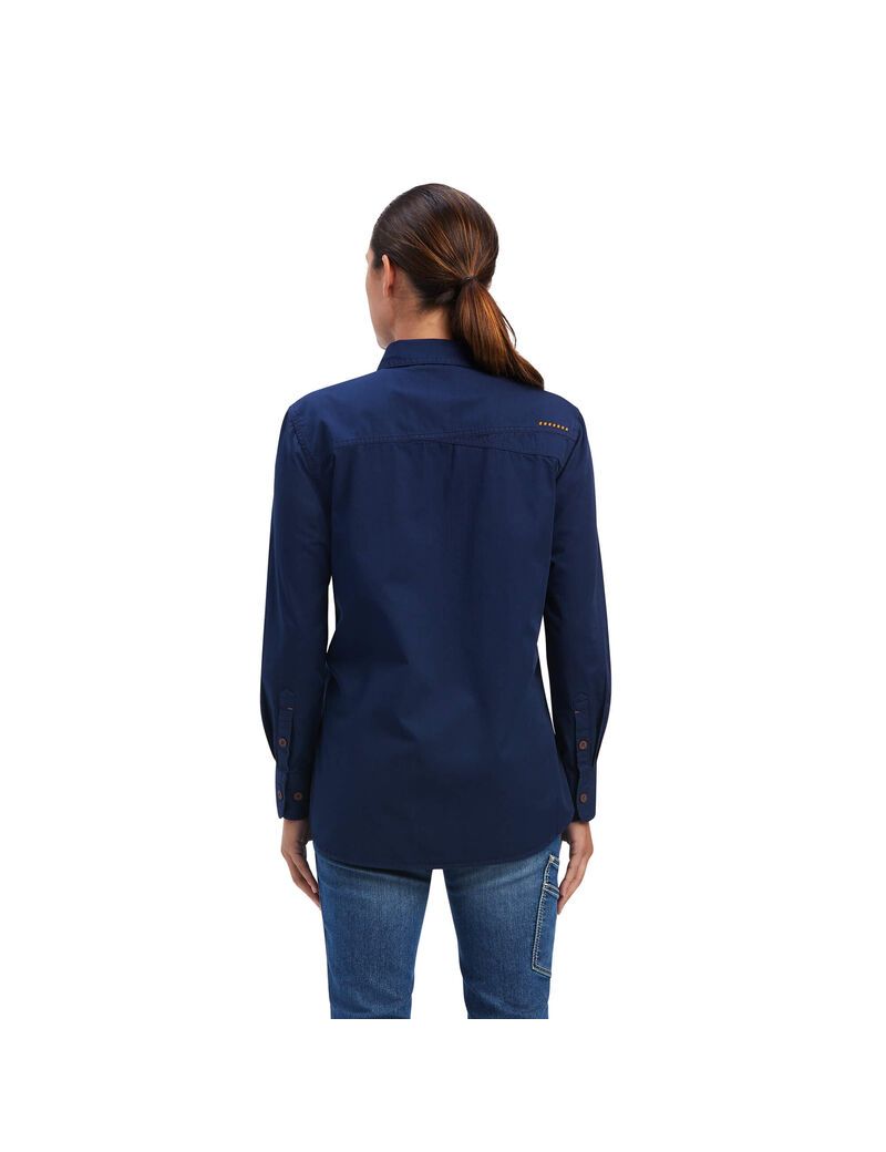 Ropa De Trabajo Ariat Rebar Washed Twill Trabajo Shirts Azul Marino | LDT941503