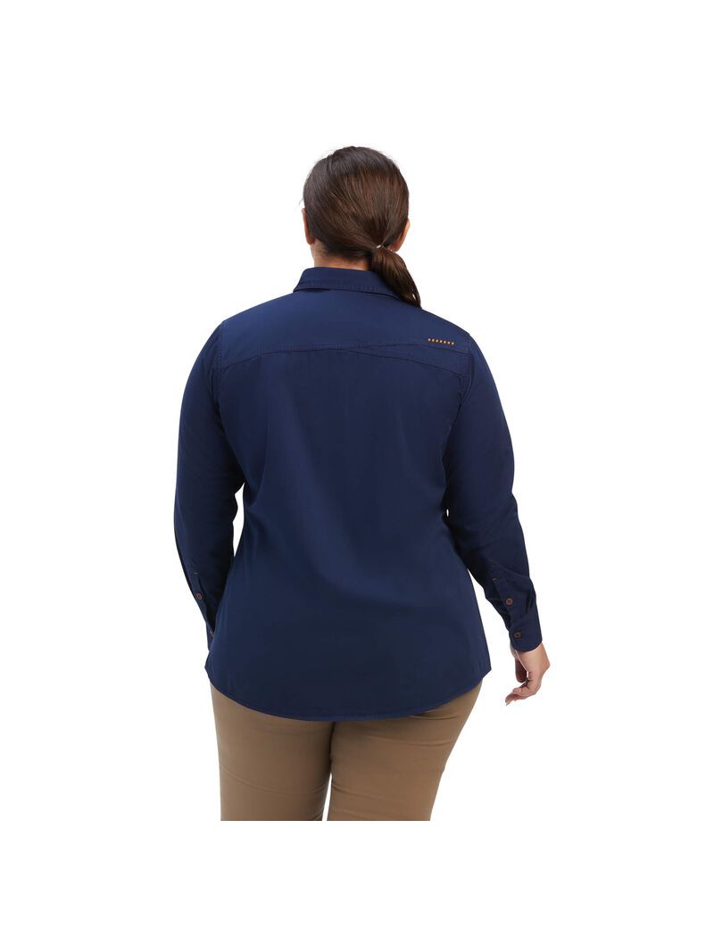 Ropa De Trabajo Ariat Rebar Washed Twill Trabajo Shirts Azul Marino | LDT941503