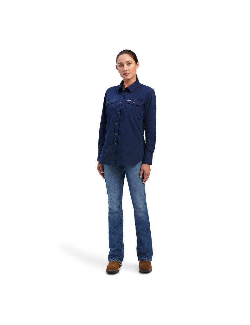 Ropa De Trabajo Ariat Rebar Washed Twill Trabajo Shirts Azul Marino | LDT941503