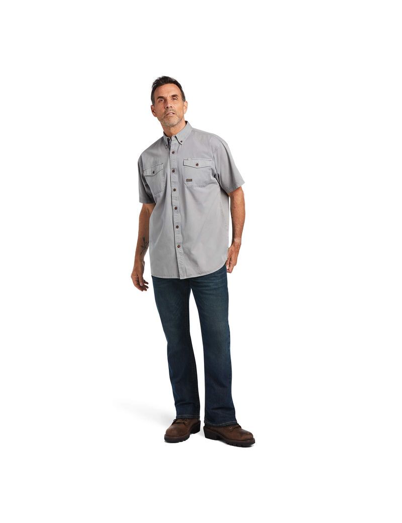 Ropa De Trabajo Ariat Rebar Washed Twill Trabajo Shirts Plateados | NDI378925