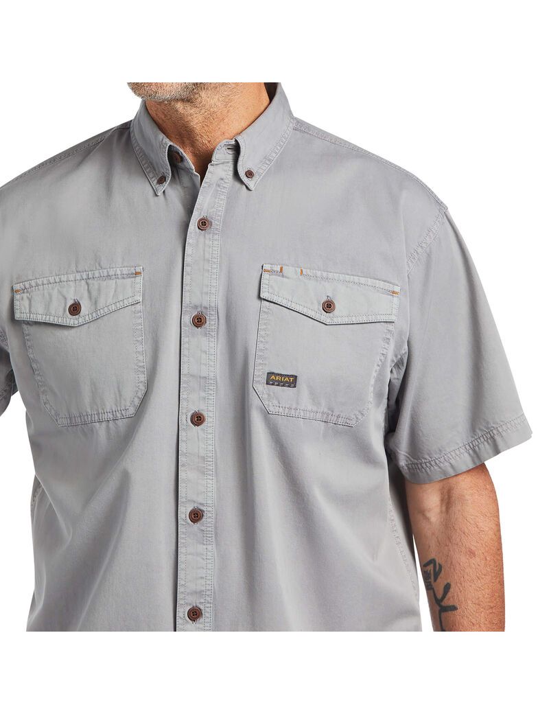 Ropa De Trabajo Ariat Rebar Washed Twill Trabajo Shirts Plateados | NDI378925