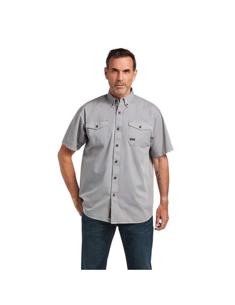 Ropa De Trabajo Ariat Rebar Washed Twill Trabajo Shirts Plateados | NDI378925