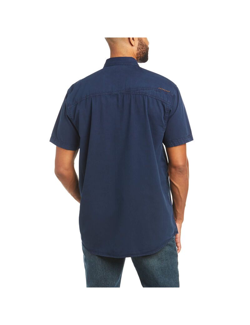 Ropa De Trabajo Ariat Rebar Washed Twill Trabajo Shirts Azul Marino | UVM029357