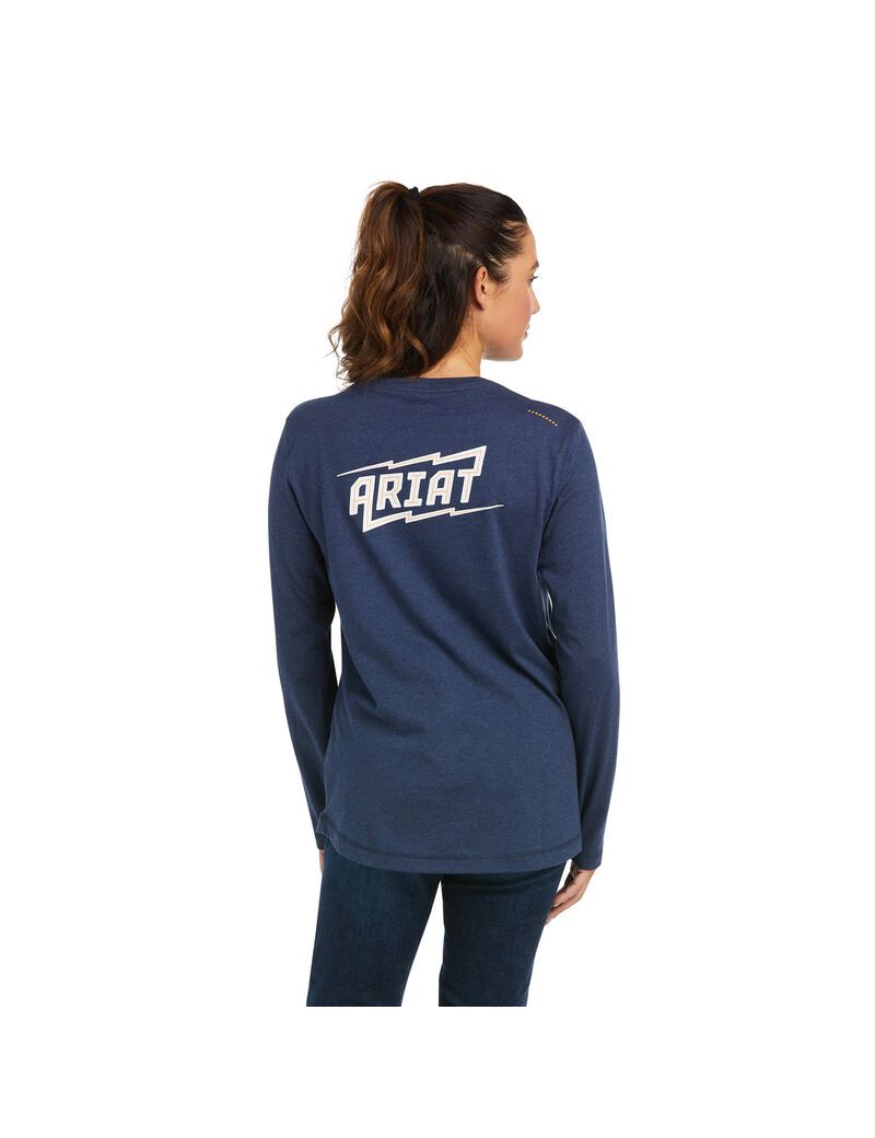 Ropa De Trabajo Ariat Rebar Workman High Voltage T Shirts Azul Marino | FCX349268