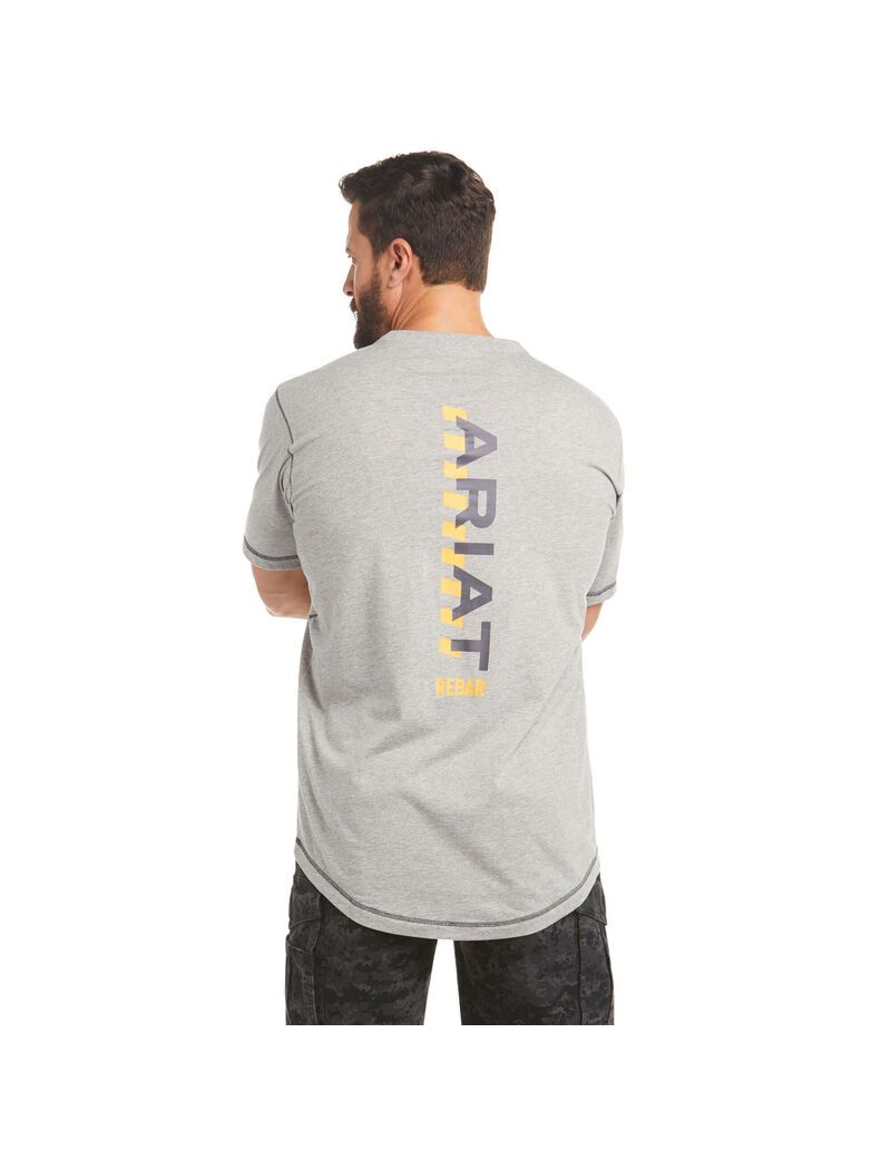 Ropa De Trabajo Ariat Rebar Workman Logo T Shirts Grises | EMS890562