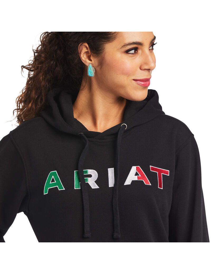 Sudadera Con Capucha Ariat Mexico Negros | QUW891507