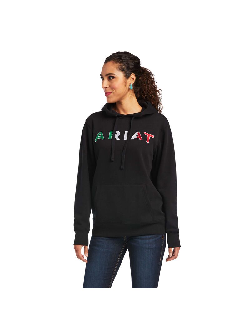 Sudadera Con Capucha Ariat Mexico Negros | QUW891507