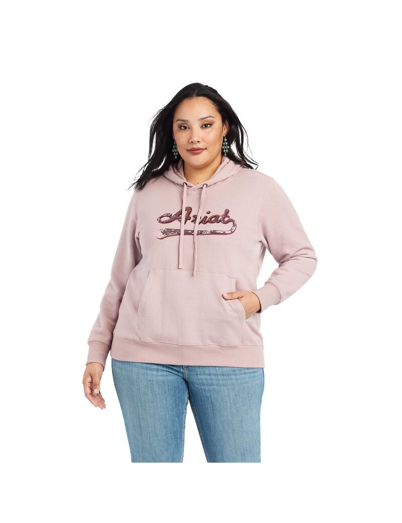 Sudadera Con Capucha Ariat REAL Sequin Logo Rosas | SDQ057836