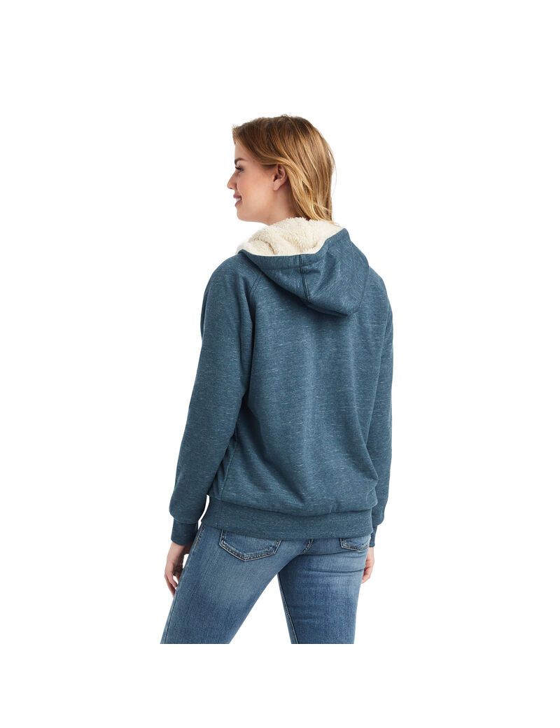 Sudadera Con Capucha Ariat REAL Sherpa Full Zip Azul Marino | ZPU479628