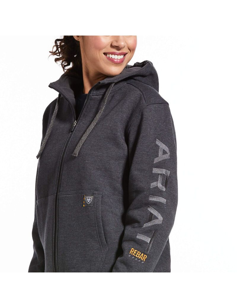 Sudadera Con Capucha Ariat Rebar All-Weather Full Zip Grises | YGO721390