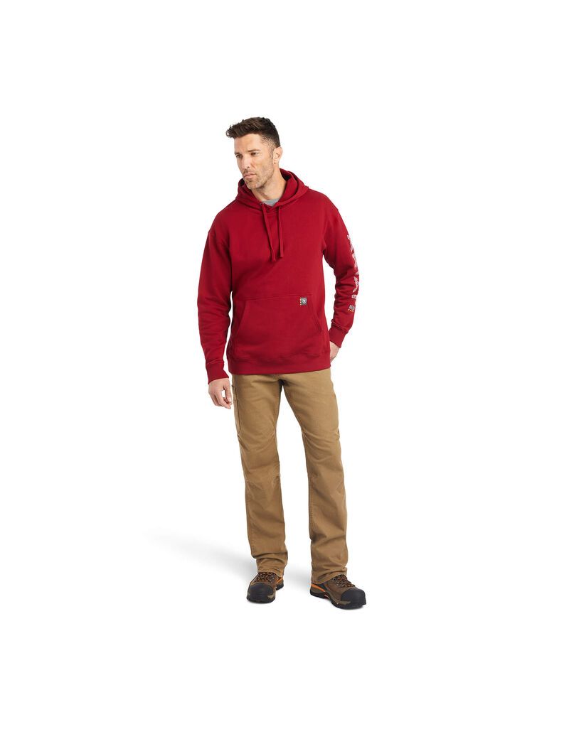 Sudadera Con Capucha Ariat Rebar Roughneck Pullover Rojos | REM390157