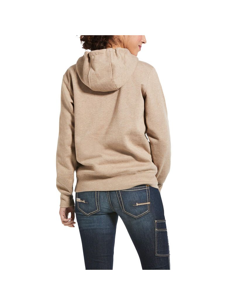 Sudadera Con Capucha Ariat Rebar Skill Set 1/2 Zip Beige Oscuro | QFT350276