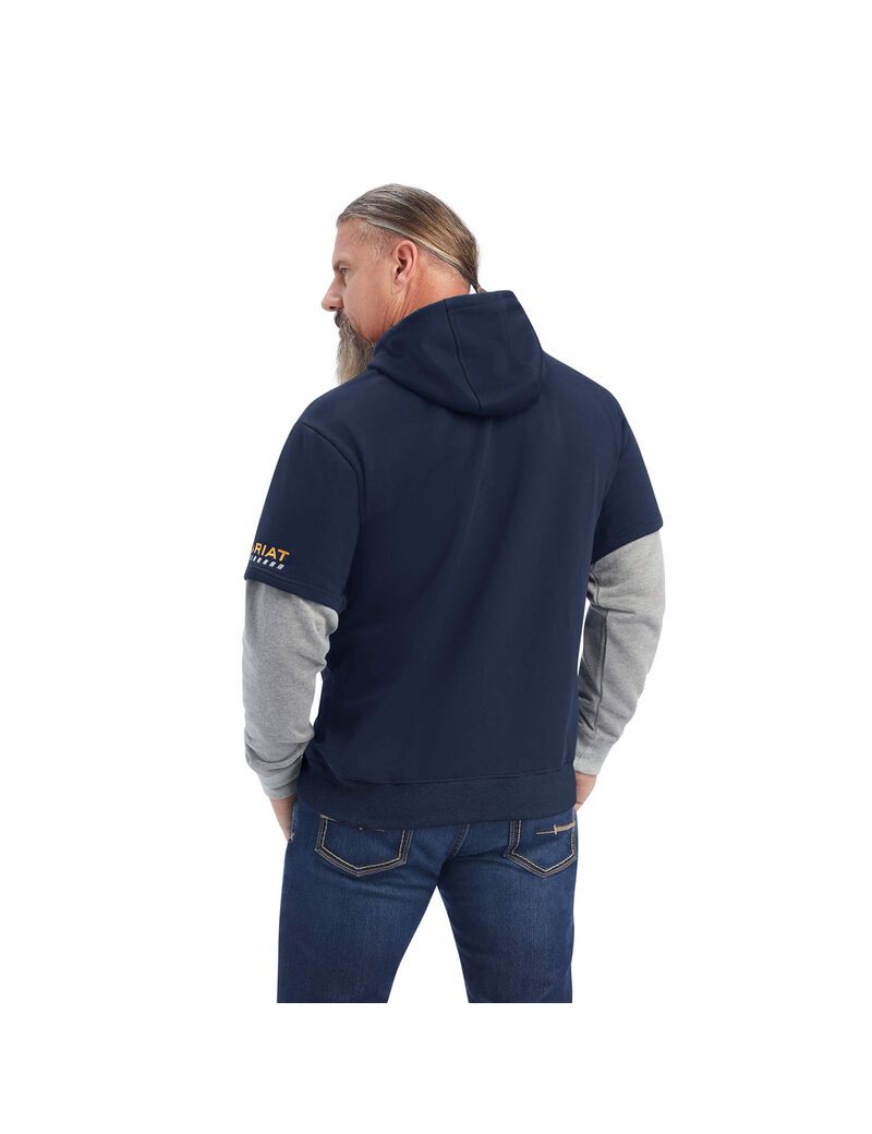 Sudadera Con Capucha Ariat Rebar Workman Dually Azul Marino Grises | ECQ396802