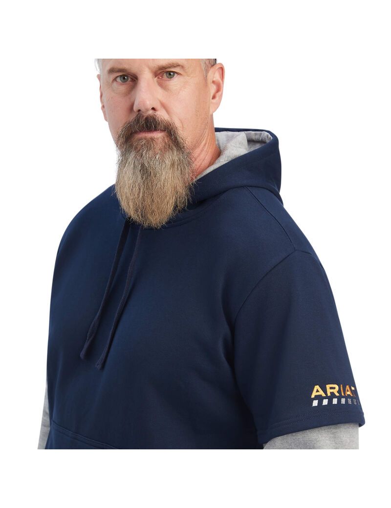 Sudadera Con Capucha Ariat Rebar Workman Dually Azul Marino Grises | ECQ396802