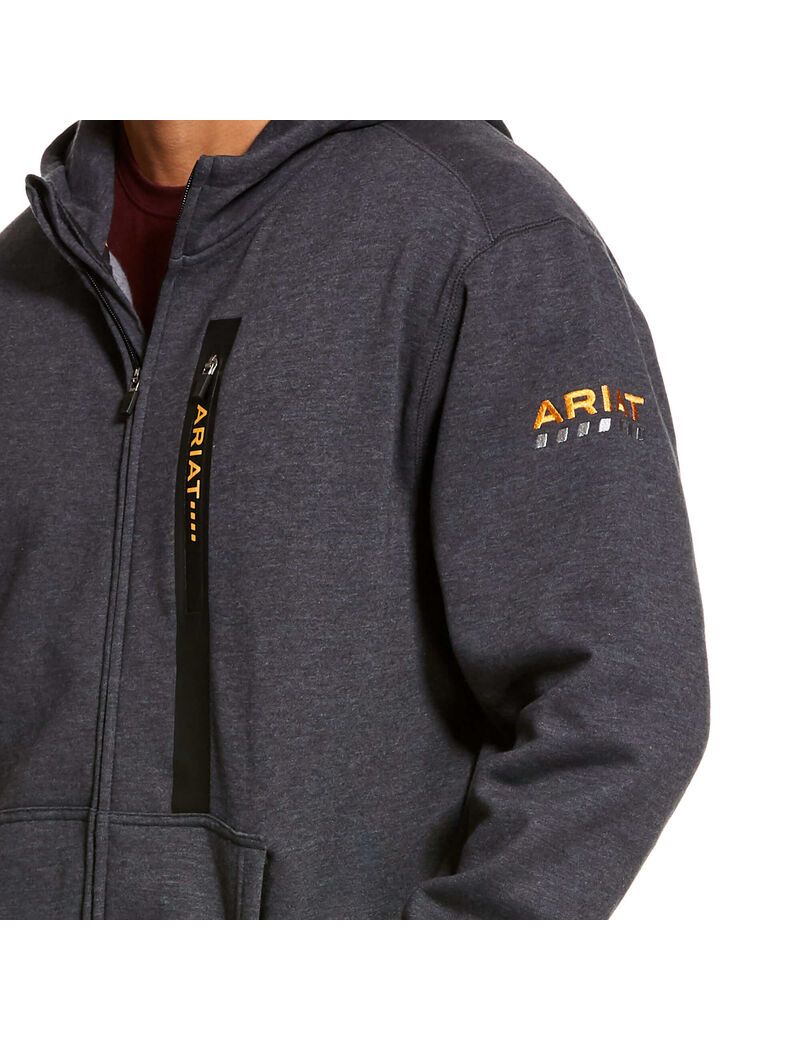 Sudadera Con Capucha Ariat Rebar Workman Full Zip Grises | IZE861097