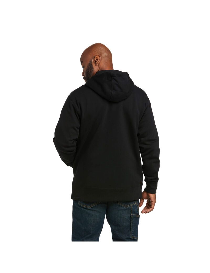 Sudadera Con Capucha Ariat Rebar Workman 1/4 Zip Negros | XWB197384