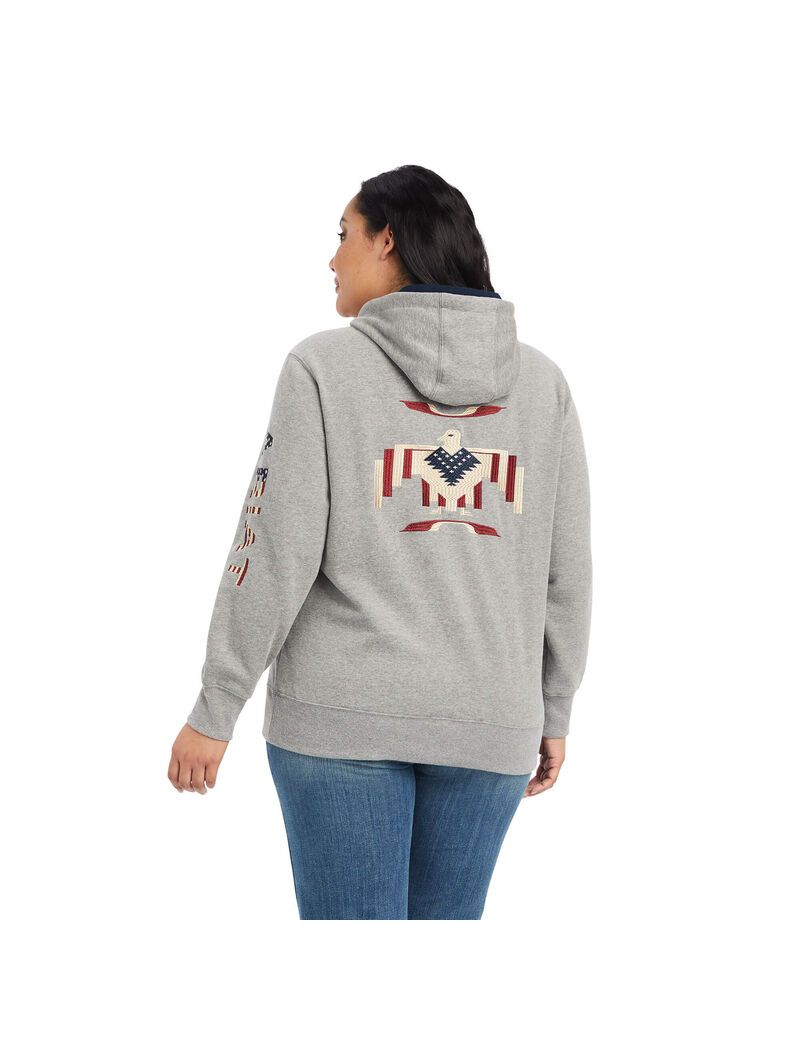 Sudadera Con Capucha Ariat Thunderbird Chimayo Grises | XPU950764