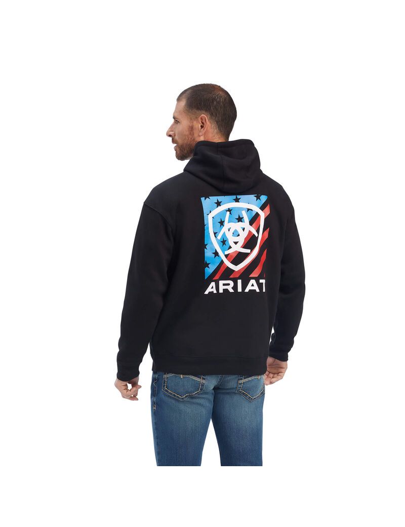 Sudaderas Ariat Americana Block Negros | DUF061452