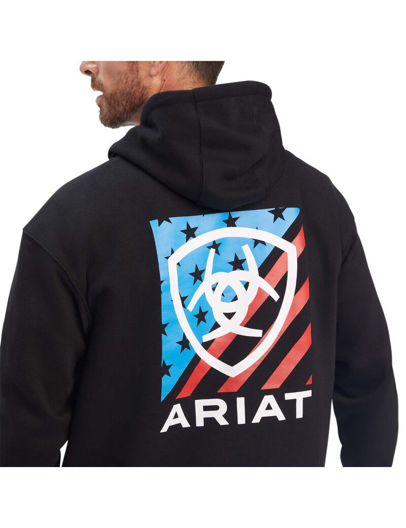 Sudaderas Ariat Americana Block Negros | DUF061452