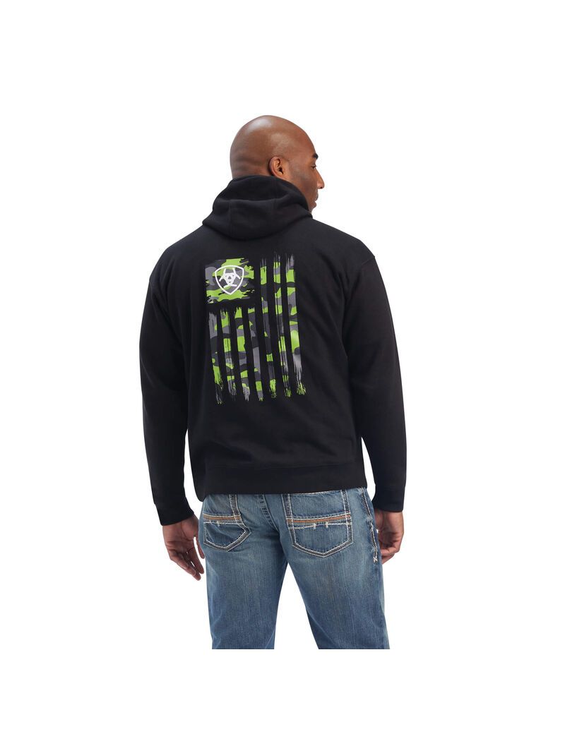 Sudaderas Ariat Camo Flag Negros | ZGS972031