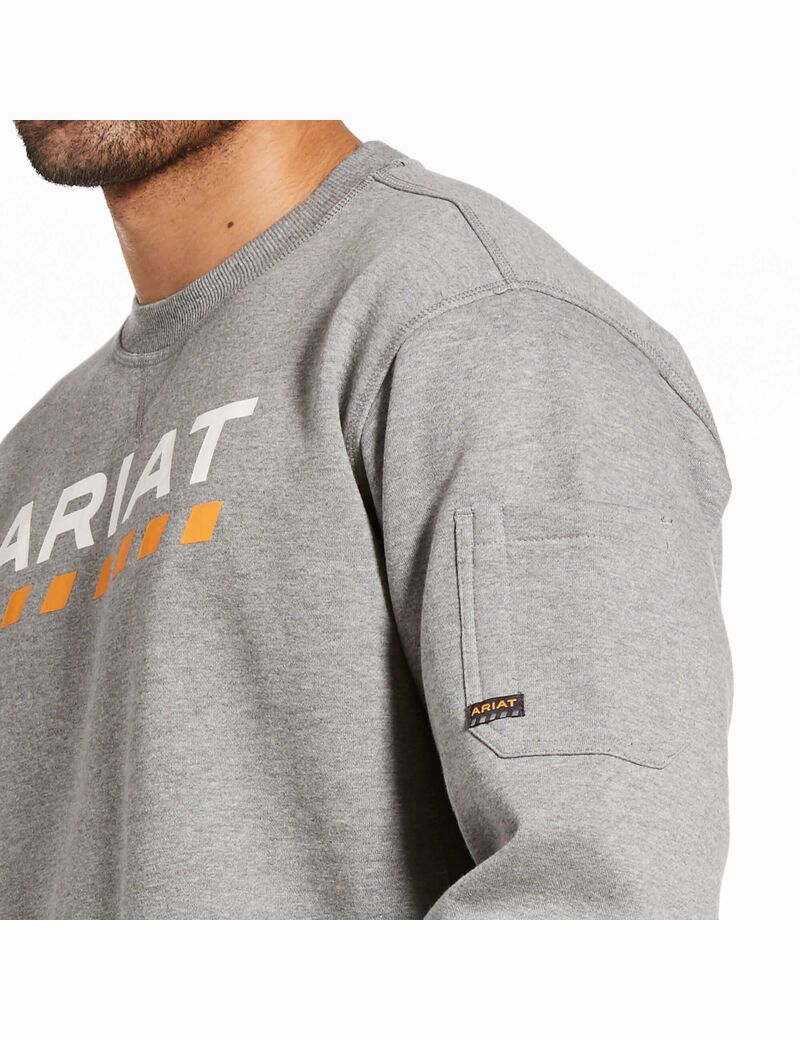 Sudaderas Ariat Rebar Workman Logo Grises | XYQ146093