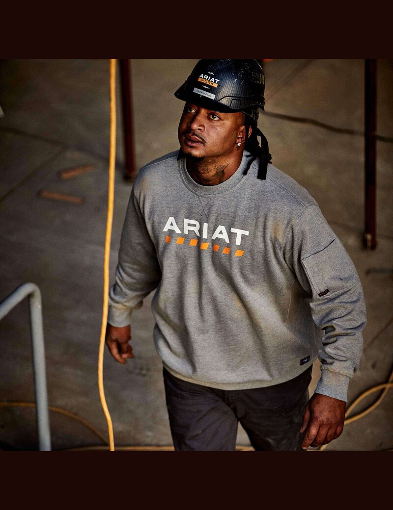 Sudaderas Ariat Rebar Workman Logo Grises | XYQ146093