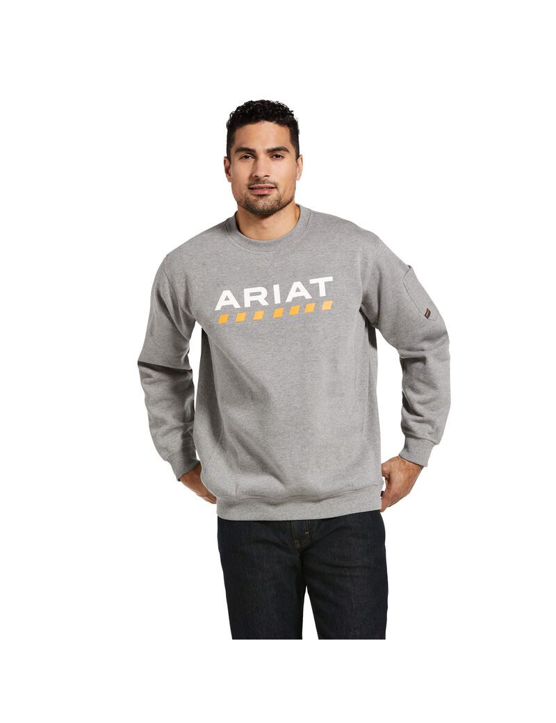 Sudaderas Ariat Rebar Workman Logo Grises | XYQ146093