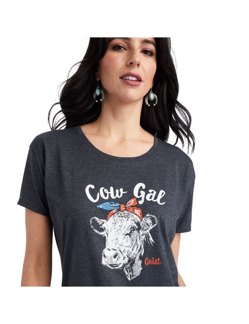 Tops Ariat Cow Gal Tee Grises | FWA258439