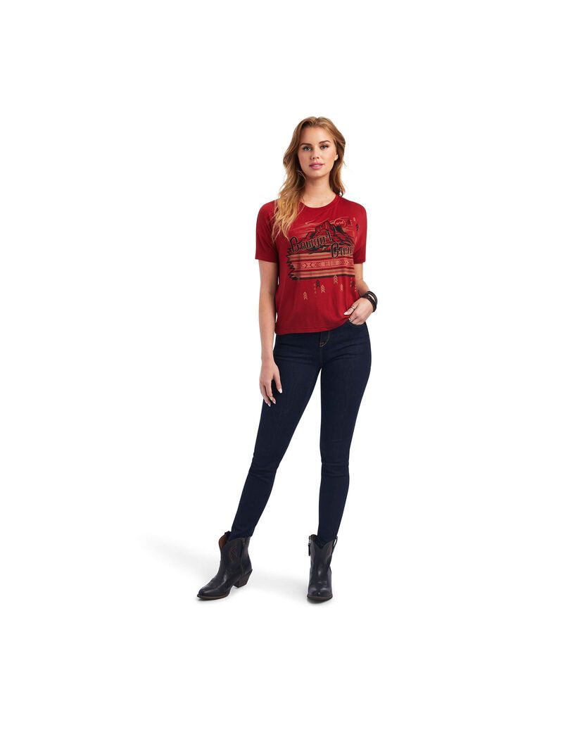 Tops Ariat Cowgirl Canyon Tee Naranjas Rosas | DUV314298