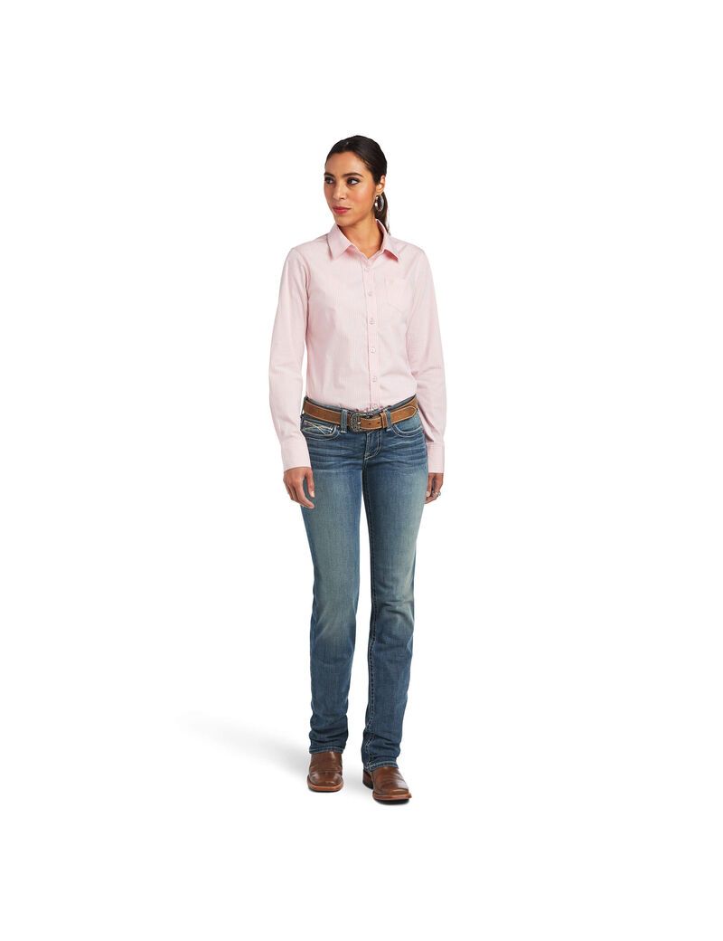 Tops Ariat Kirby Stretch Rosas Blancos | ARF507294