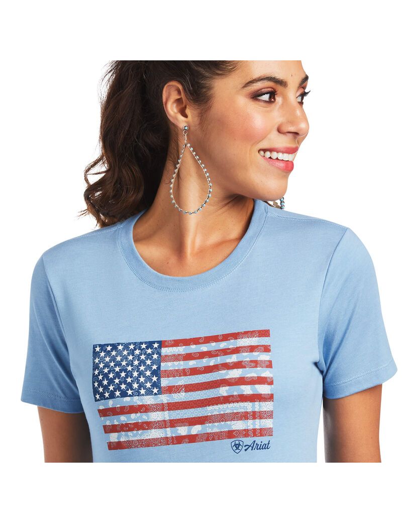 Tops Ariat Paisley Flag Azules | PWH980351