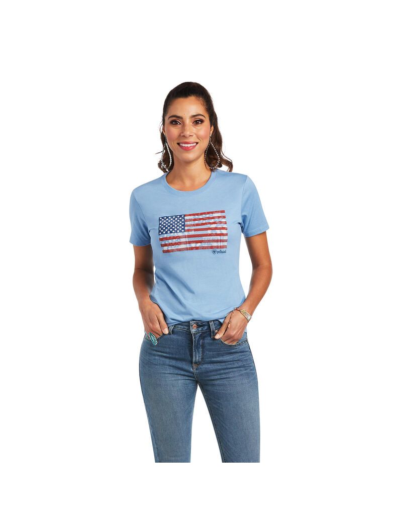 Tops Ariat Paisley Flag Azules | PWH980351