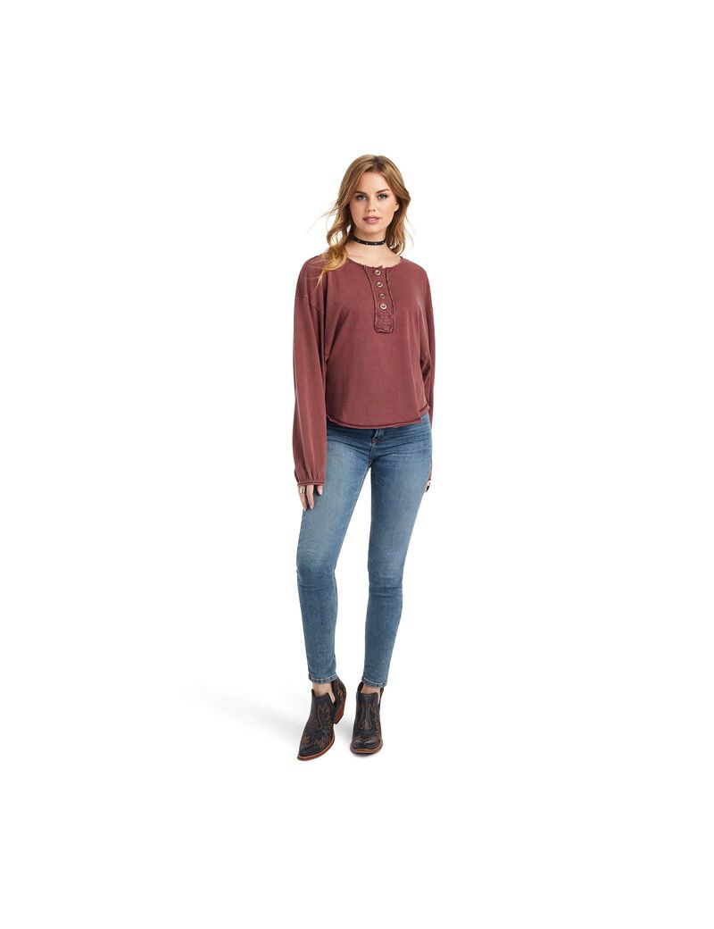 Tops Ariat Pinon Henley Vino | SEI879512