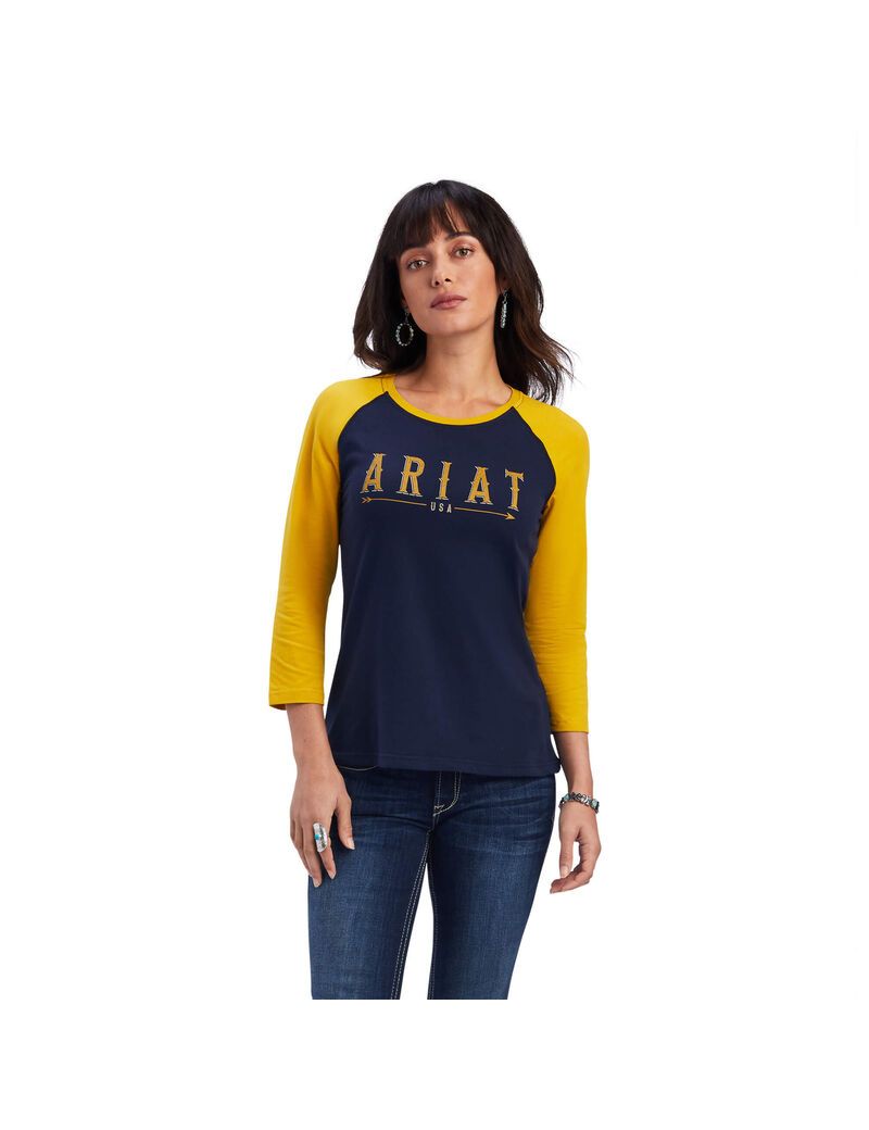 Tops Ariat REAL Arrow Classic Fit Azul Marino | FTI803526