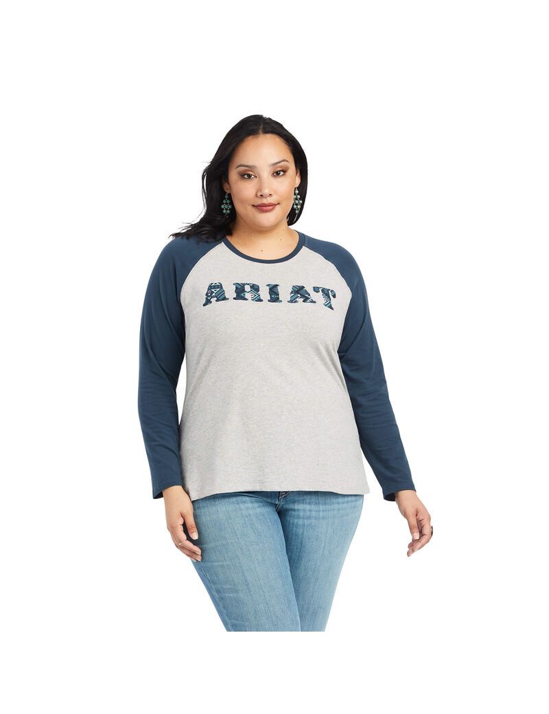 Tops Ariat REAL Baseball Grises Azules | XDL523490