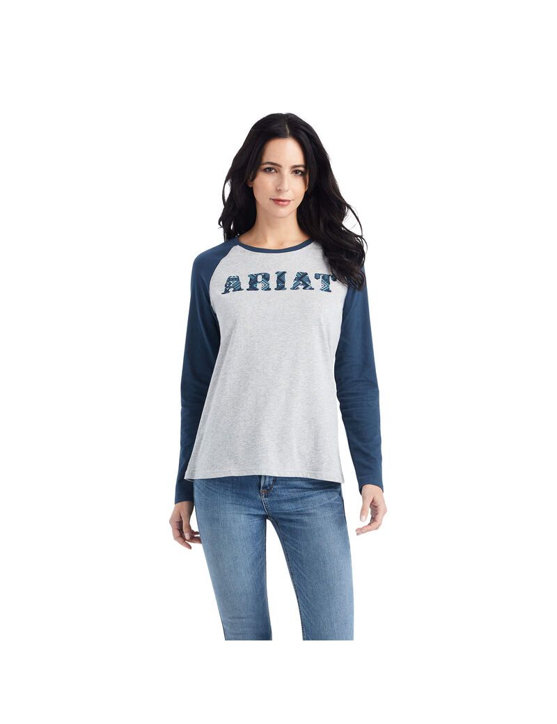 Tops Ariat REAL Baseball Grises Azules | XDL523490