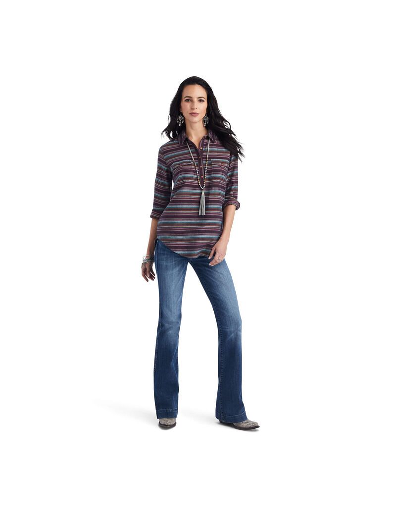 Tops Ariat REAL Billie Jean Popover Stripes | UNH345108