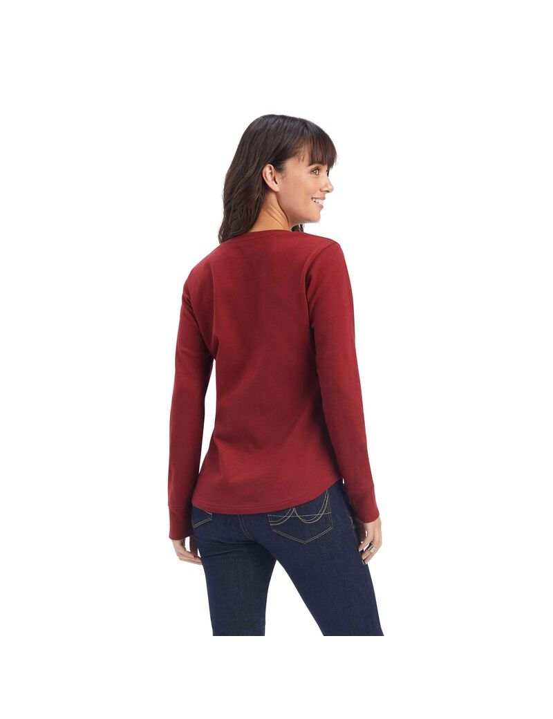 Tops Ariat REAL Henley Rojos Oscuro | TQN831625