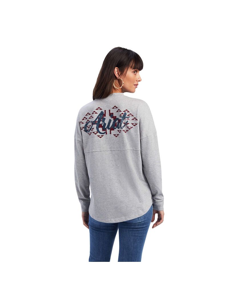 Tops Ariat REAL Oversized Estampados Grises | HRC196082