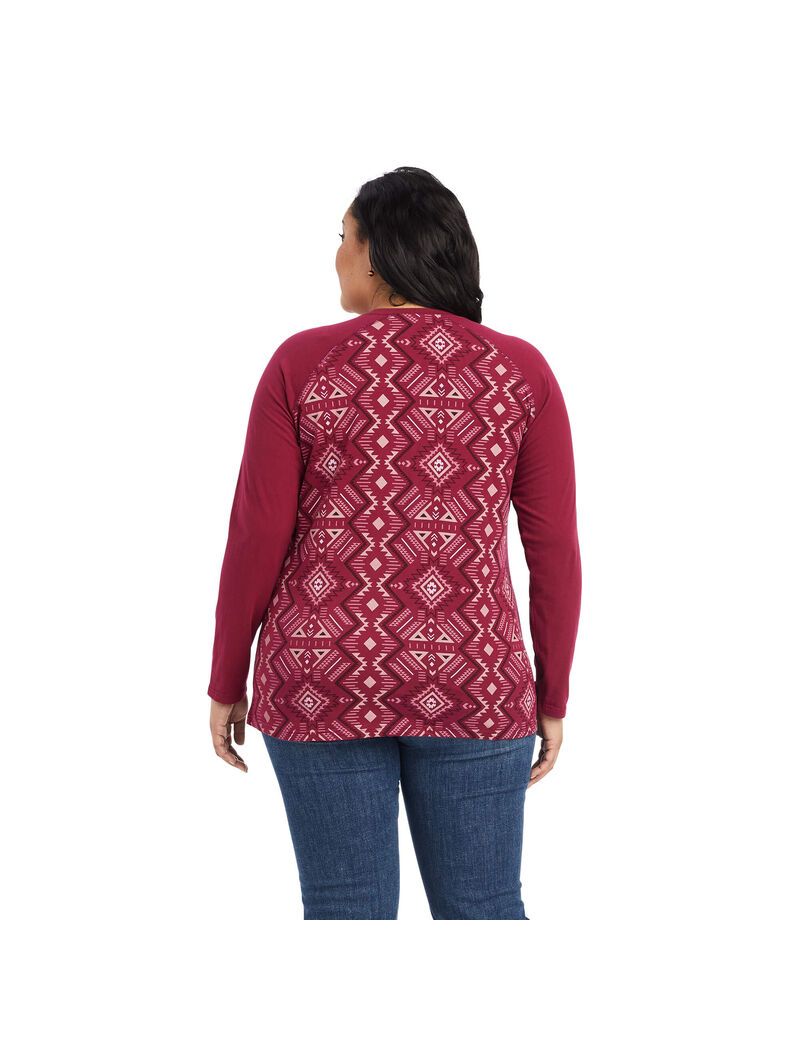 Tops Ariat REAL Printed Henley Multicolor Rojos | JML982746