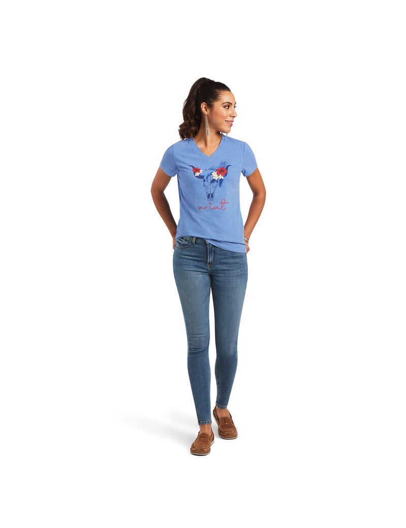 Tops Ariat REAL Tropic Steerhead Tee Azules | QGV531469