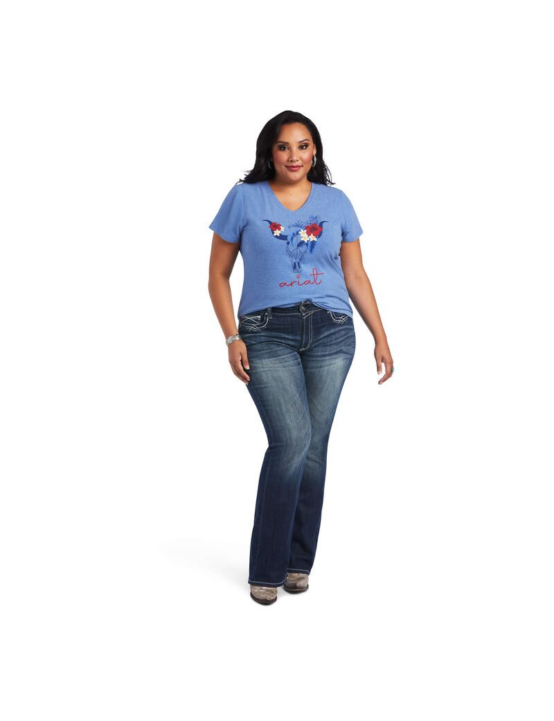 Tops Ariat REAL Tropic Steerhead Tee Azules | QGV531469