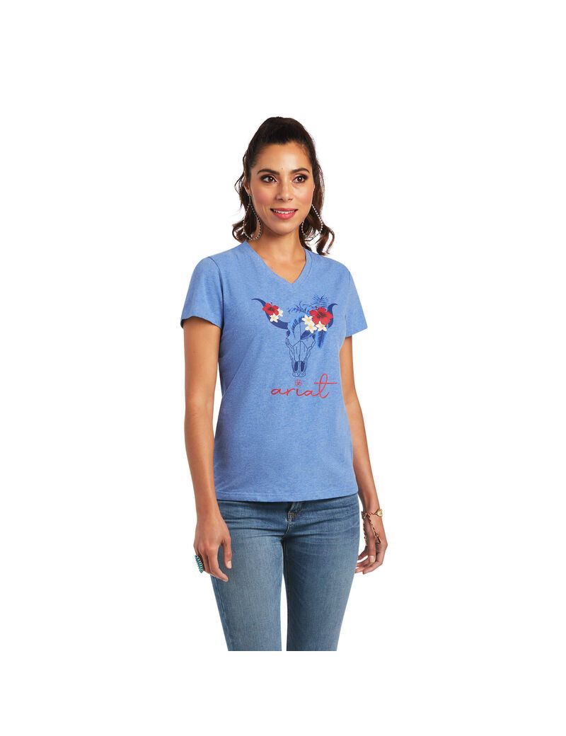 Tops Ariat REAL Tropic Steerhead Tee Azules | QGV531469