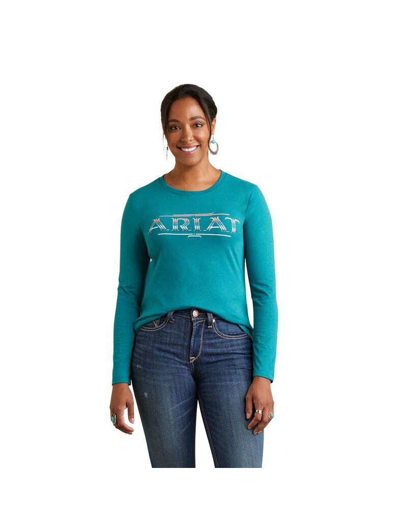 Tops Ariat Serape Estilo Turquesa Verdes | APD285794